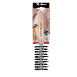 Perie pentru par Trisa Swiss Wood Styling Volume cu par natural de porc, Cod 601756