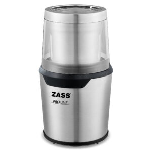 Rasnita de cafea Zass Pro Line ZCG 10, Putere 200W, Sistem 2 in 1 pentru cafea si condimente, Capacitate 85g, Carcasa Inox