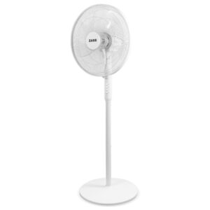 Ventilator cu picior ajustabil Zass ZFA 1607, oscilatie 90 grade dreapta-stanga, putere electrica 55W, ajustare inaltime, 3 trepte de viteza, culoare alb