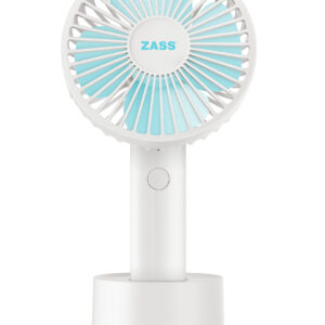 Mini ventilator portabil (de mana) Zass ZASS ZPF 01, putere 4W, incarcare prin cablu USB, Indicator tip LED, 3 trepte de viteza, culoare Alb