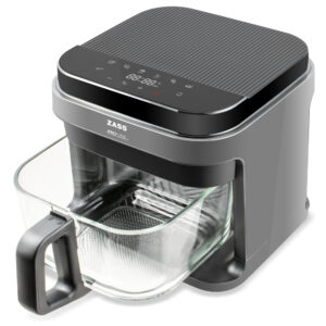 Friteuza cu aer cald ZASS ZAF 09, Capacitate de 5, 5l, Cos de sticla securizata detasabil, Control digital, Gri Antracit