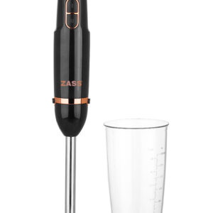 Blender de mana ZASS Rose Gold ZHB 20, 2 trepte de viteza, motorul cu putere de 400W, cana transparenta de 600 ml, cutit din otel inoxidabil