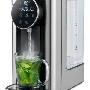 Dispenser Apa Fierbinte Trisa Silver Stream 6461.7512, 2400 W, Capacitate rezervor apa 2.7 l, Temperatura reglabila 40-100 C inclusiv apa biberoane (40/45/50 C), Buton On/Off, Culoare Silver