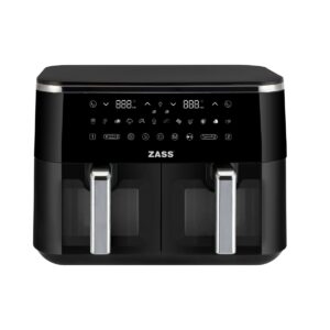Friteuza dubla cu aer cald ZASS ZAF 13, 2600-3100 W, 2x 4.5L, 12 programe presetate, functii Smart Finish si Match Cook
