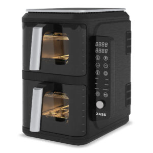 Friteuza dubla cu aer cald cu 2 cosuri ZASS ZAF 16, 2300W, functii Match si Sync, panou de control LED, 6 programe presetate