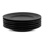Set farfurii material ceramic cu textura tip roca 6 piese ZASS ZG-DS 03 Negru