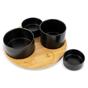 Set boluri servire pe suport de bambus ZASS ZG-SB 02 Negru – imaginea 2