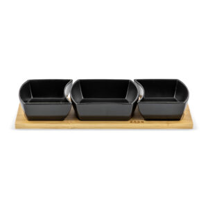 Set boluri servire pe suport de bambus ZASS ZG-SB 03 Negru – imaginea 2