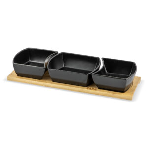 Set boluri servire pe suport de bambus ZASS ZG-SB 03 Negru