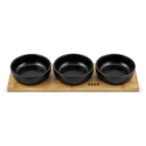 Set boluri servire pe suport de bambus ZASS ZG-SB 05 Negru – imaginea 2