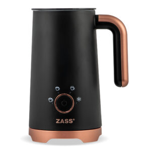 Aparat multifunctional pentru spumat lapte ZASS Rose Gold ZMFJ 20, putere 400W, 4 programe de spumare, tel de spuma detasabil, cana 300ml, baza rotativa, culoare Negru